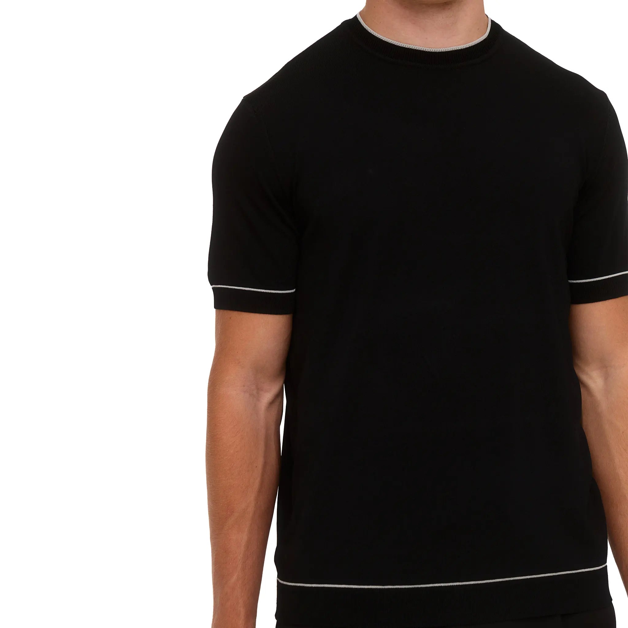 Front View of Loiano Rayon Knit Black T-Shirt